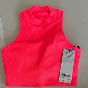 BNWT ALO GODDESS RIB CROPPED DYNAMITE BRA TANK SZ M IN PINK CORAL